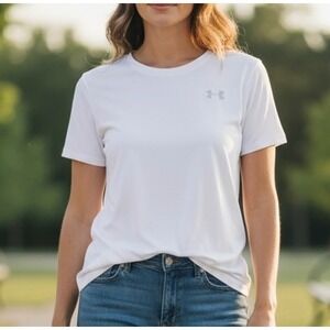 Under Armour Womens Short Sleeve T Shirt White Performance Training XL